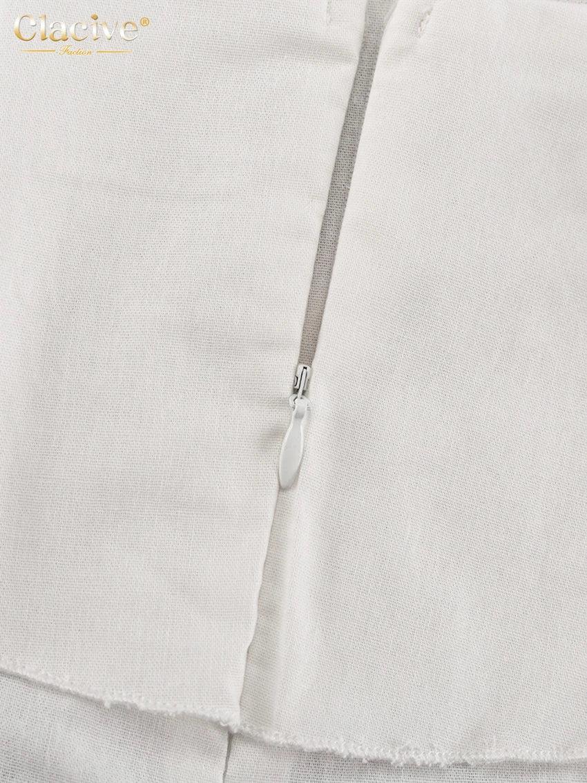 Clacive Summer Loose White Cotton Women's Two Pieces Set 2025 Fashion Sleeveless Tank Top With High Waist Wide Pants Set Female