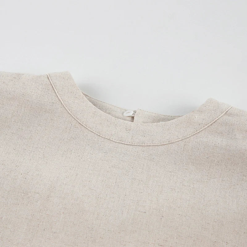 Primavera verão 2025 feminino férias conjunto de calça de linho colheita topos sólidos roupas 2 duas peças conjunto de correspondência para mulher