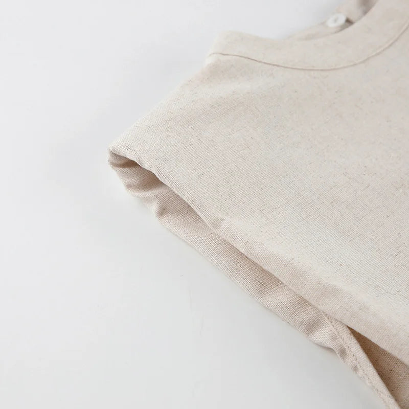 Primavera verão 2025 feminino férias conjunto de calça de linho colheita topos sólidos roupas 2 duas peças conjunto de correspondência para mulher