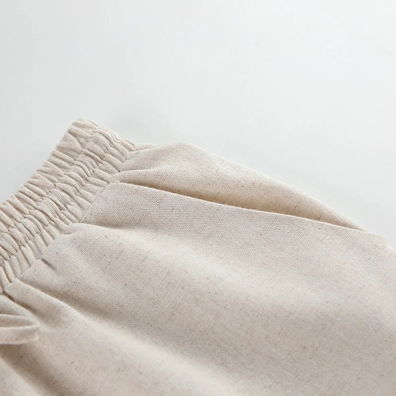 Primavera verão 2025 feminino férias conjunto de calça de linho colheita topos sólidos roupas 2 duas peças conjunto de correspondência para mulher
